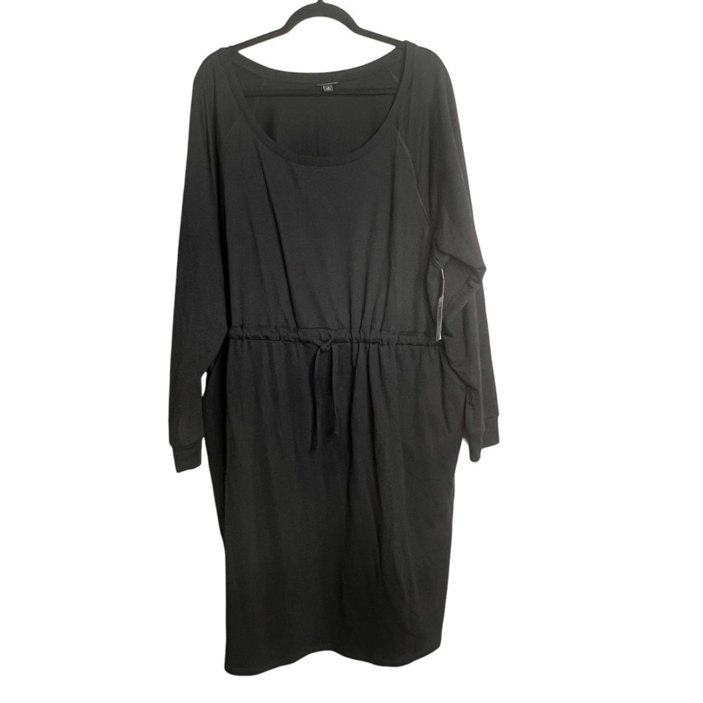 Torrid Womens Black Long Sleeve Terry Dress Drawstring Casual Plus Size 4X 4 NEW